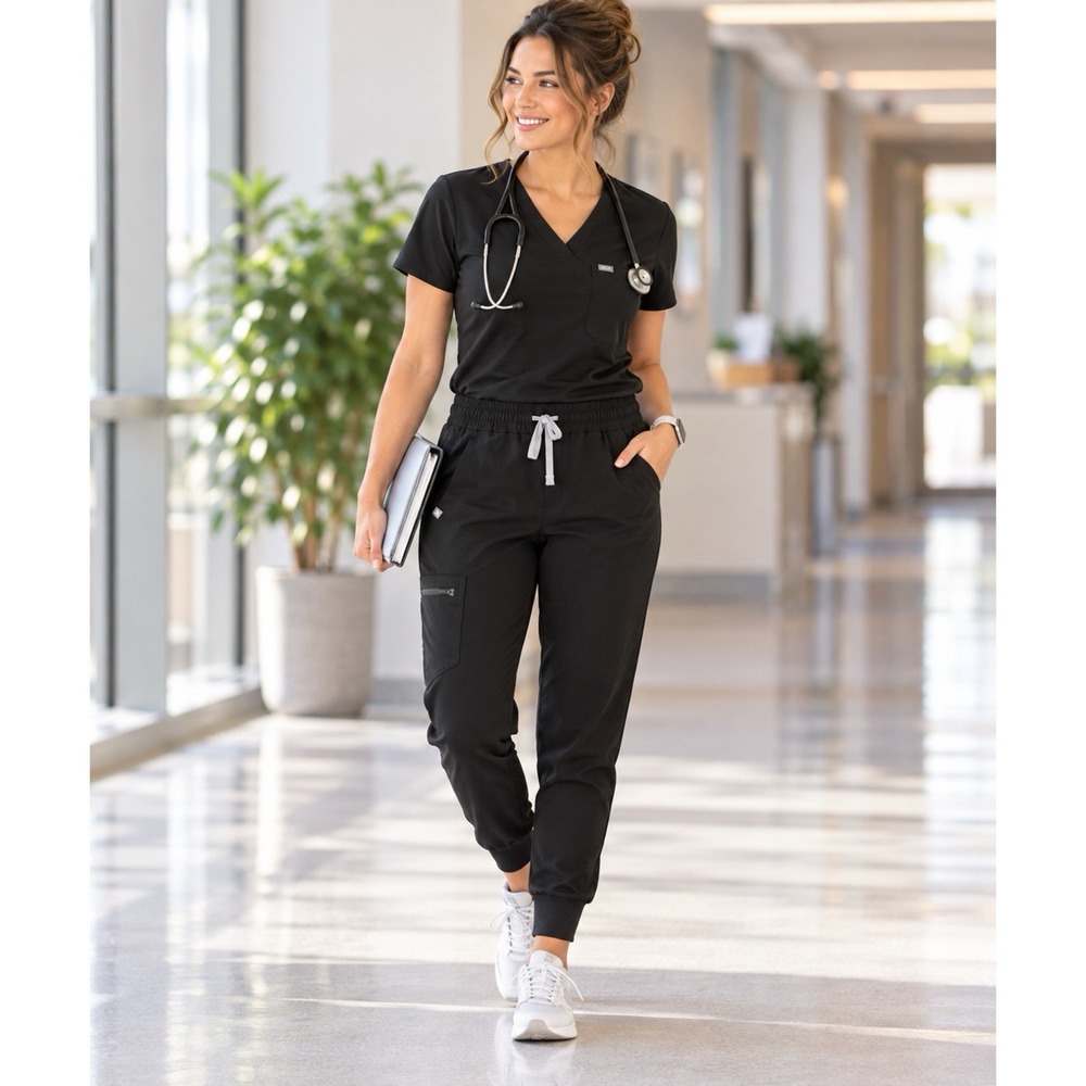 FIGS Size XS Black Technical Collection Cargo Jogger Scrub Pants Zamora